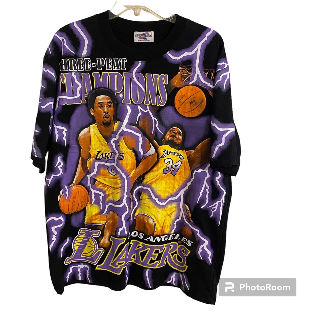 LA Lakers Kobe Bryant & Shaquille O’Neal NBA Graphic T-Shirt, Street Couture, L